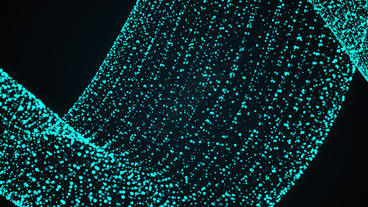 蓝色闪耀光效3D 渲染抽象纹理背景波浪形式 来自蓝光粒子的透明正弦计算机生成的光效背景