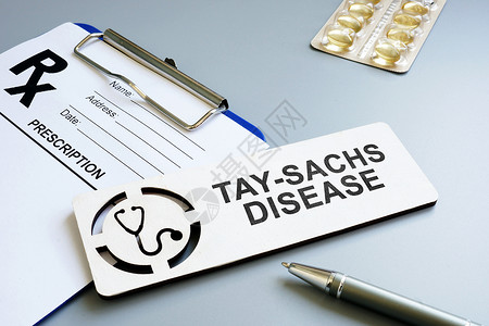 Tay-Sachs疾病概念 处方表格和笔背景图片