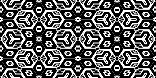 无缝黑白几何图案装饰风格马赛克黑色建筑学棱镜墙纸光谱白色技术背景图片