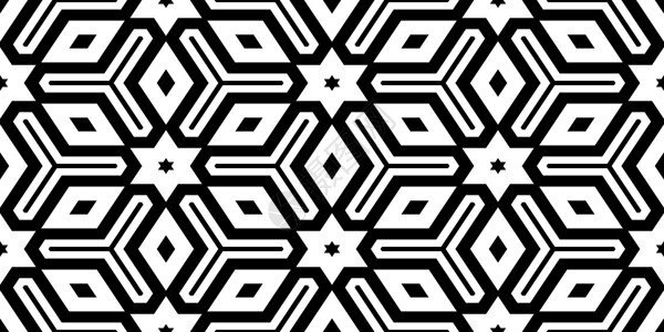 无缝黑白几何图案立方体技术黑色棱镜风格光谱装饰马赛克白色建筑学背景图片