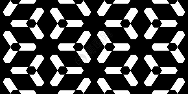 无缝黑白几何图案建筑学棱镜墙纸风格装饰黑色立方体白色马赛克技术背景图片