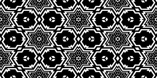 几何形状图案无缝黑白几何图案白色建筑学技术棱镜黑色装饰立方体光谱马赛克风格背景