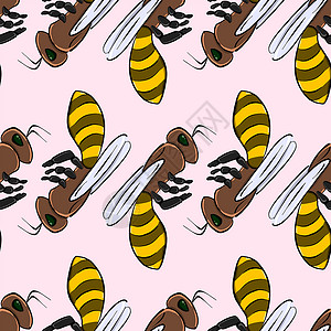 开豪车蜜蜂元素白色背景上的蜜蜂图案草图蜂房动物黑色昆虫蜂蜜墨水织物涂鸦包装背景