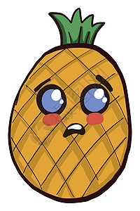 卡通可爱菠萝白色背景上的悲伤菠萝背景