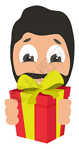 矢量礼物盒子带生日礼物 插图 白后座矢量的男人背景