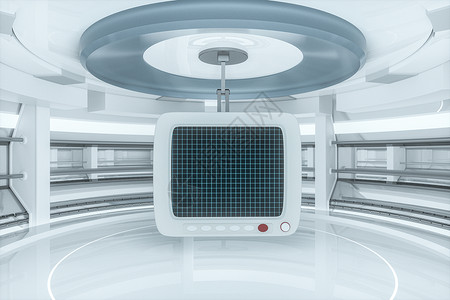 具有白色背景 数字网格 3d 渲染的显示器单元程序数据病人网格化展示技术仪器医院诊所背景