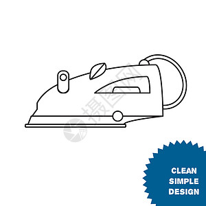 皱纹图标孤立的蒸汽熨斗 ico插头活力力量服务绳索烙铁皱纹工具卡通片技术背景