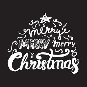 字体标签圣诞快乐 新年快乐字体打印邀请函艺术刻字明信片贴纸问候语礼物季节背景