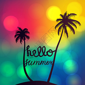 信海报你好啊 暑假发信海滩吊床太阳衬衫墙纸天堂海景派对假期季节背景