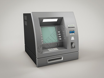 3个自动取款机银行现金机 包括剪报路径背景图片