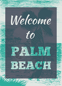 柔软海报热带夏季棕榈柱海报海滩情调旅行日落海洋天堂冲浪艺术插图背景