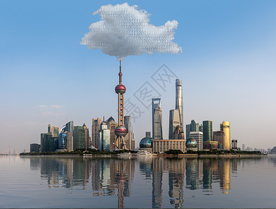 上海高清素材使用上海天线的云计算概念地标技术摩天大楼互联网天空监视商业计算建筑高楼背景