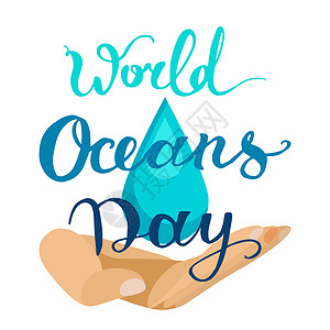 世界海洋日大气海报世界海洋日生活刻字多样性环境生物学健康生物地球蓝色横幅背景