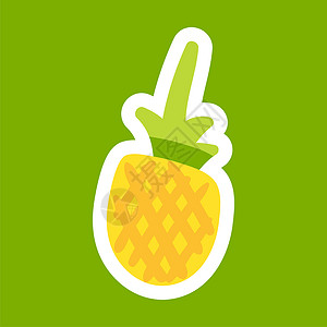 菠萝图标菠萝卡通贴纸街道早餐生态菜单花园装饰水果刺绣身份流行音乐背景