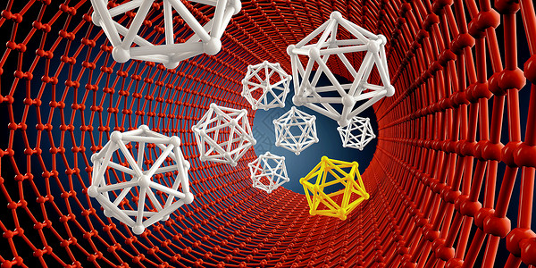 黑色背景上纳米管分子的 3d 渲染背景图片