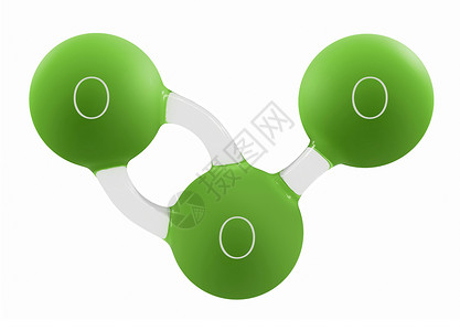 3d 绿色臭氧分子在惠特上分离的插图高清图片