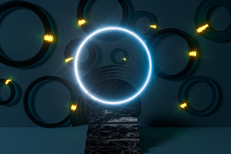 大项目的素材圆形背景素材 卡通房间 3d渲染艺术圆圈插图隧道漩涡商业气泡标识环形大理石背景