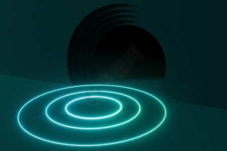 大项目的素材圆形背景素材 卡通房间 3d渲染创造力绿色框架光学技术环形圆圈标识隧道商业背景