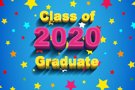 2020 年毕业帽文本设计类插图学校文凭班级卡片标识大学横幅帽子教育背景图片