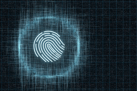 指纹识别技术指纹识别概念技术背景3d 渲染安全黑色密码身份屏幕钥匙扫描警卫数据传感器背景