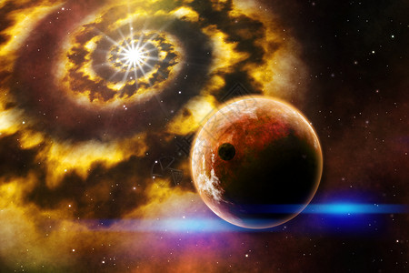 太阳星星星系空间艺术插图温暖颜色背景
