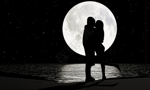 爱他就够了月亮满了 浪漫地亲吻爱人背景
