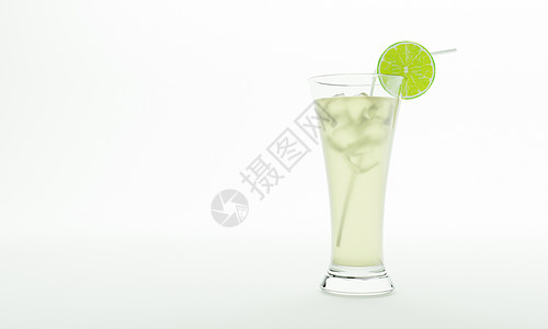 吃冰块柠檬汁在一个高高的清澈玻璃里 用冰块背景