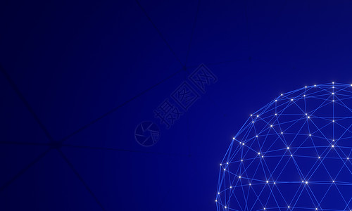 深蓝色渐变上的网络连接点和线技术互联网线条多边形数据创造力社会蓝色3d科学背景图片