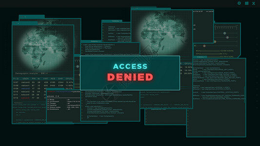 软件登入素材拒绝访问 - HUD 或试图黑入服务器的黑客的虚拟界面背景
