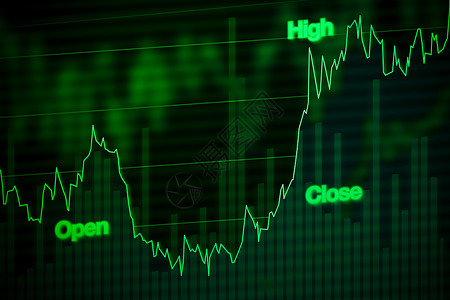 绿色股市上扬的股票市场图背景图片