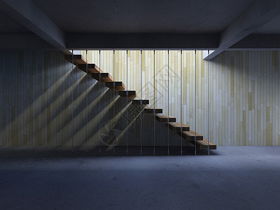 楼梯图楼梯的 3d 渲染图像 墙上有阴影装饰建筑电缆建筑学弯曲房间风格小样办公室大厅背景