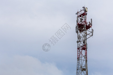天翼3g3G 4G 5G 无线和手机电信塔 紧贴云天天空背景及复制空间微波电磁收音机系统电讯细胞天线城市车站桅杆背景