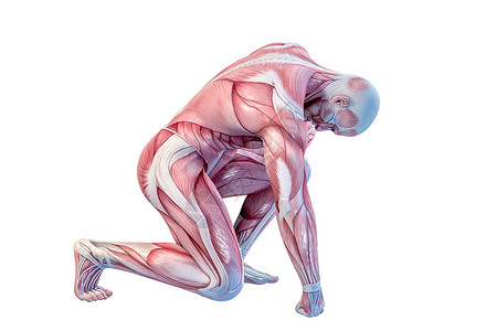 人体肌肉图人体解剖  男性肌肉 3D插图卫生疼痛生理手工形态背痛疾病成人科学男人背景