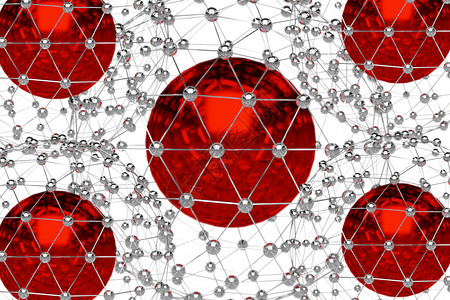 红色几何球体具有混沌 str 的低聚金属球体的抽象 3d 渲染矩阵技术小说地球细胞宏观合金网络海报行星背景