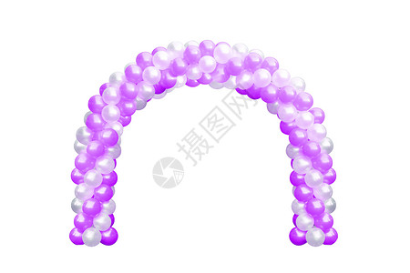 紫粉白 Arches婚礼音乐节设计装饰元素 与白色背景上隔离的原花板设计背景图片