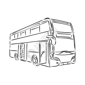 游览巴士现代巴士符号概述了矢量图标 它制作图案巴士矢量素描游览旅游车辆民众游客服务插图教练假期学校背景
