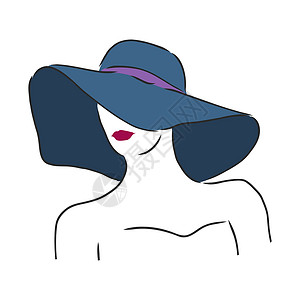 素描复古素材戴着优雅帽子的美丽女人的剪影 向量 戴着帽子的漂亮女孩 矢量素描图嘴唇女性女孩头发黑色绘画魅力配件白色卡通片背景