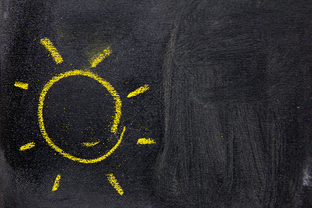 太阳画作为黄色太阳背景的粉笔画背景