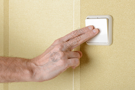 随手关电开灯白色控制技术安全按钮电气服务正方形手指家庭背景