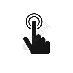 手指标签图白色背景上带有触摸图标的手按钮光标指针网站标签手势网络电脑老鼠商业背景