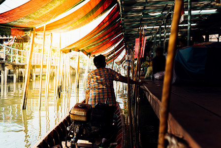 十笏园Wat Takien 浮动市场泰国非塔胡里河生活女士乐趣旅行种植园运输食物男人运河海鲜背景