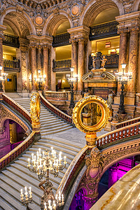 富尼尔法国巴黎加尼耶宫旅游旅行地标艺术歌剧歌剧院大厅楼梯大理石国家背景