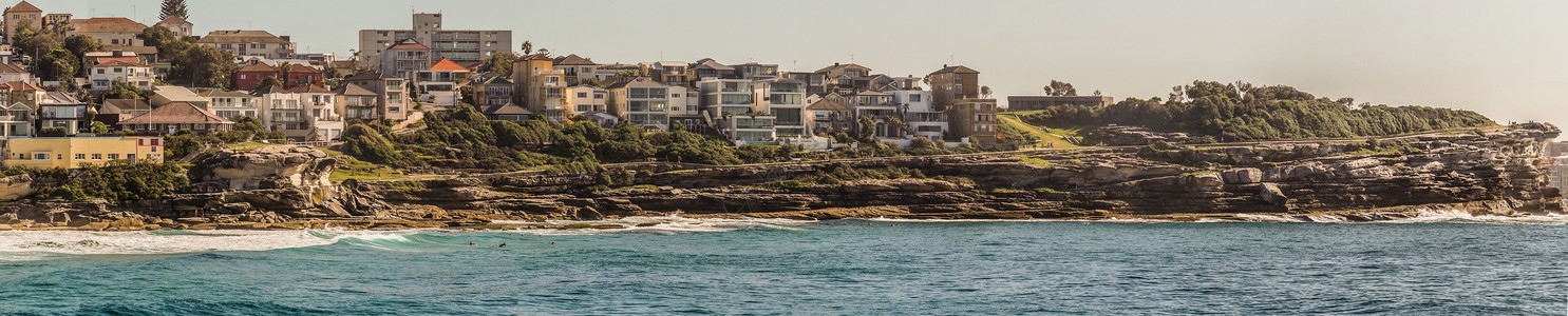 Sydn南岸悬崖旁看到的布朗特海滩全景住房公寓高清图片