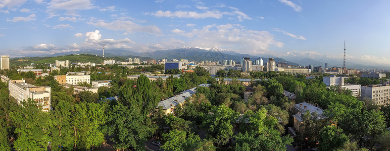 全景接图阿拉木图航空视图生活联合体风景天空房子天线旅行天际场景住房背景