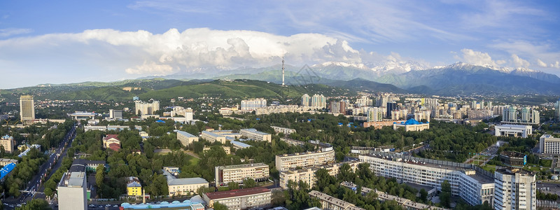 建成阿拉木图全景空中观察背景