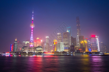 中国上海邦韦坦反射摩天大楼快门外滩电视乐队背景图片