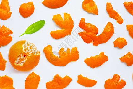 哈芬酸白色背景上有果皮的橙子食物团体热带排毒听筒柠檬甜点叶子植物菠萝背景