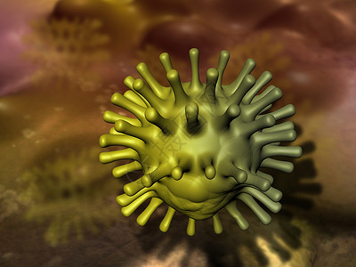 溶瘤病毒病毒和细菌蓝色宏观插图疾病流感微生物癌症医疗细胞纳米背景