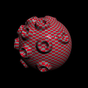 方格纹理黑色木板白色波浪状球体网格棋盘红色插图背景图片
