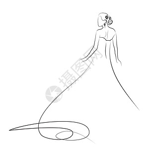 新娘女性艺术品草图绘画艺术姿势绘图线条裙子计算机背景图片